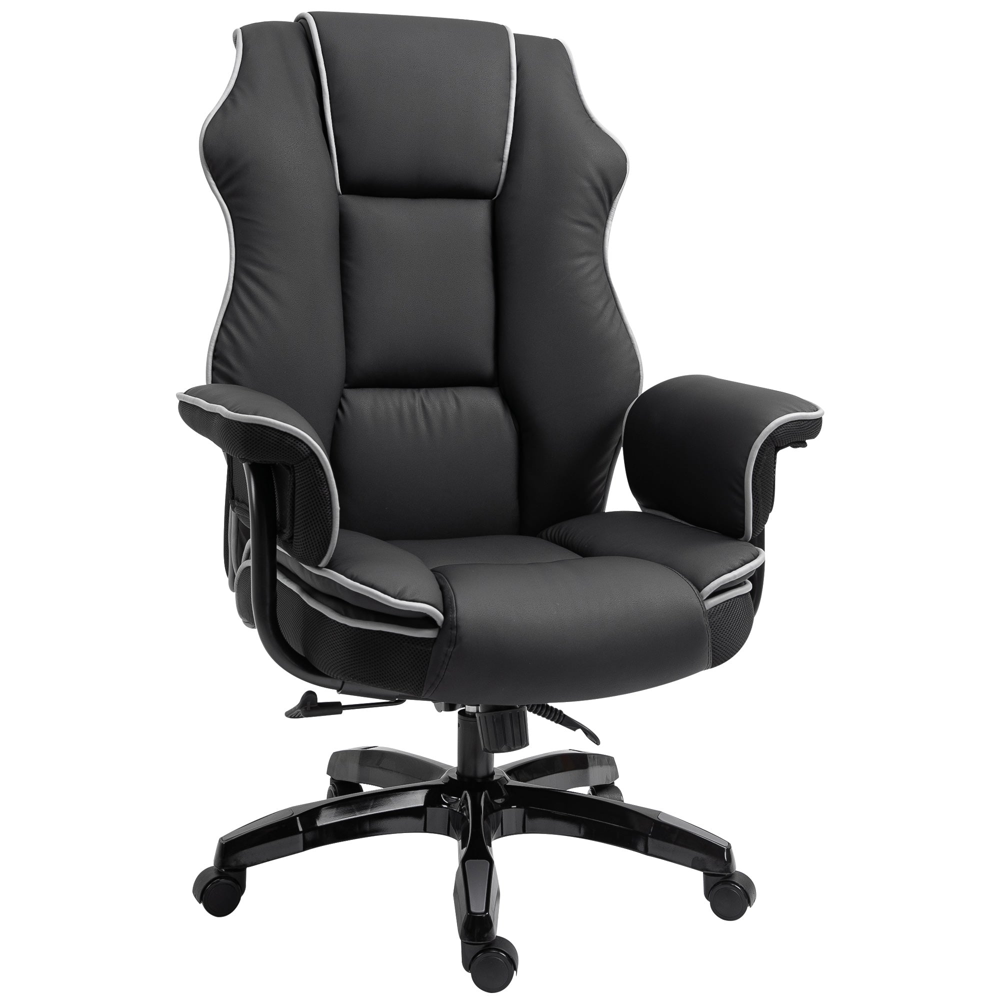 Office Chair - Height-Adjustable, Rocking, 360° Swivel, Armrests, Ergonomic - Faux Leather Black