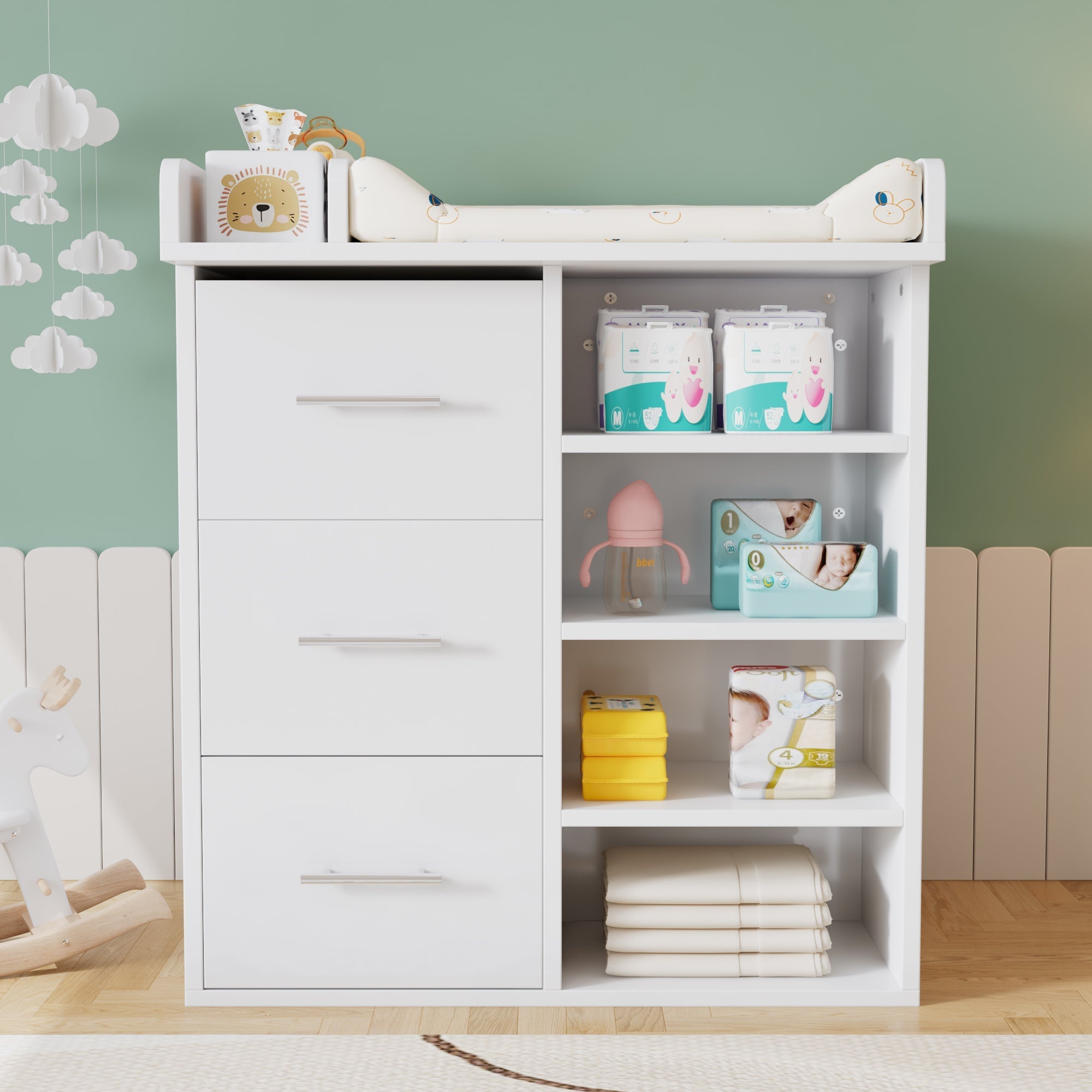 White Changing Table With Drawers
