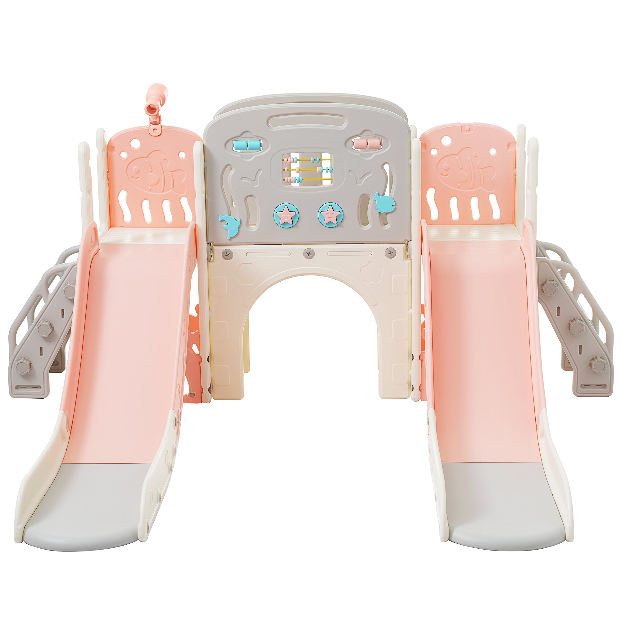 8-in-1 Children's Playground Set with Double Slides and Climbing Frame