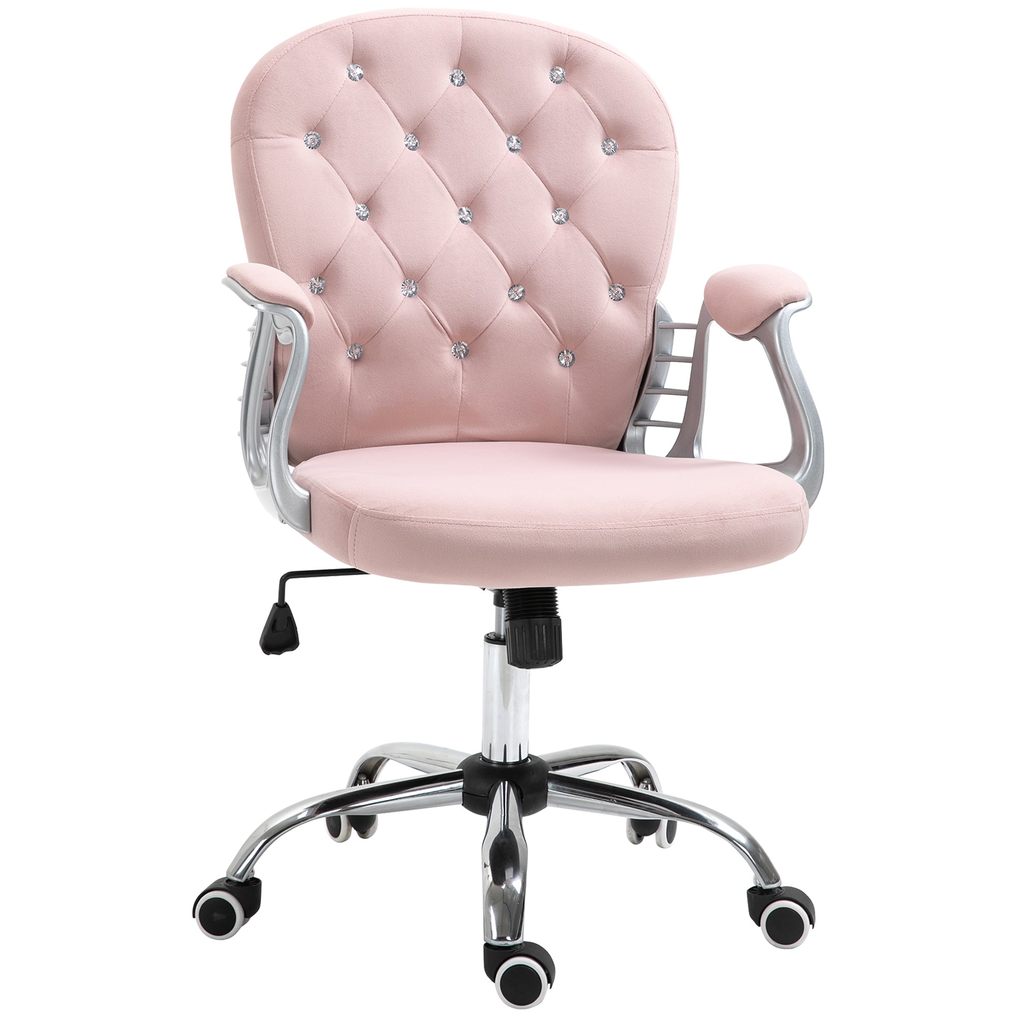 Office Chair, Swivel Desk Vanity Adjustable Rolling, Velvet Pink