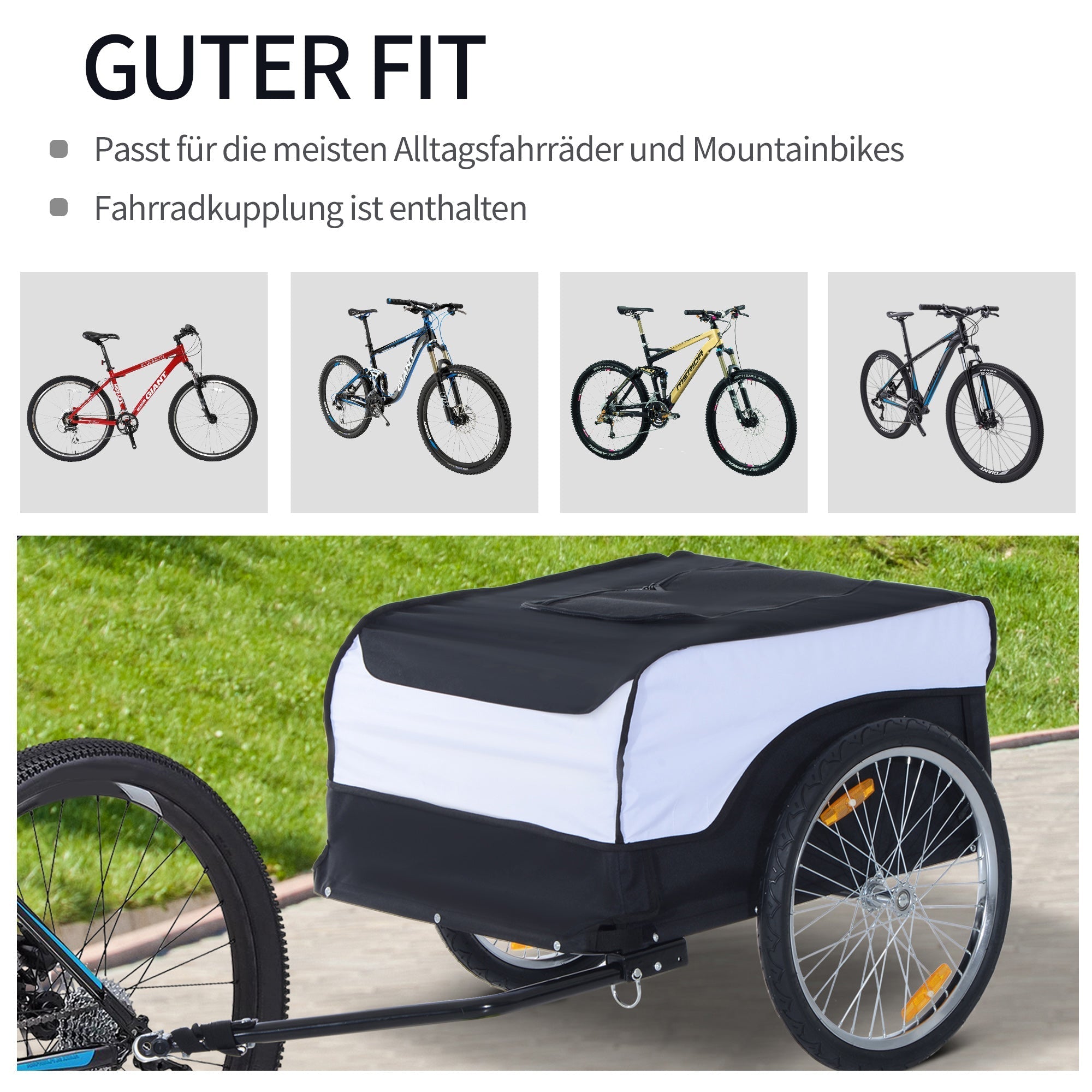 Handcart foldable, 40 kg load capacity, for garden and transport, white and black steel and oxford