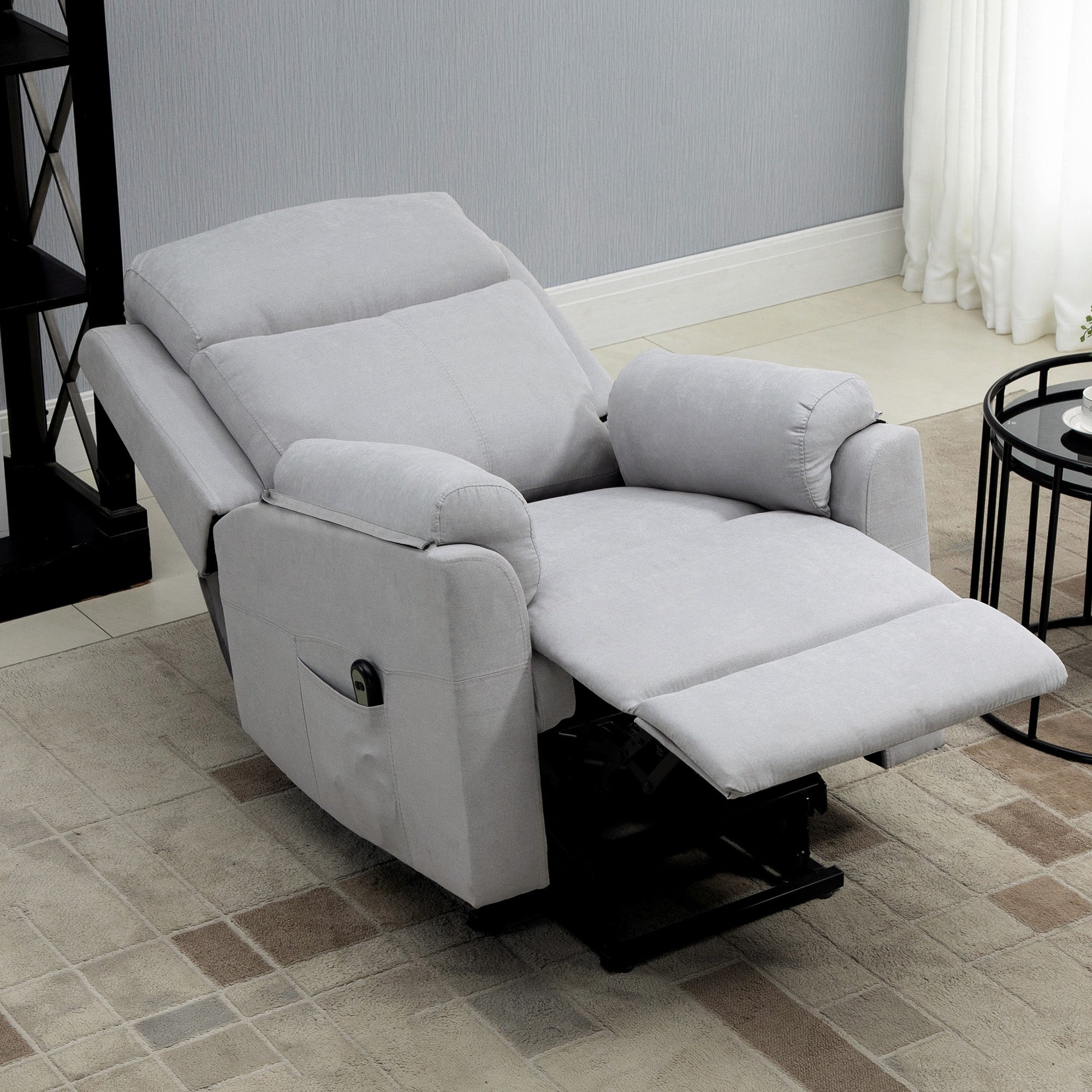 Electric Lift Chair, Reclining Function Comfortable Aid for Seniors, Linen-Touch Light Grey