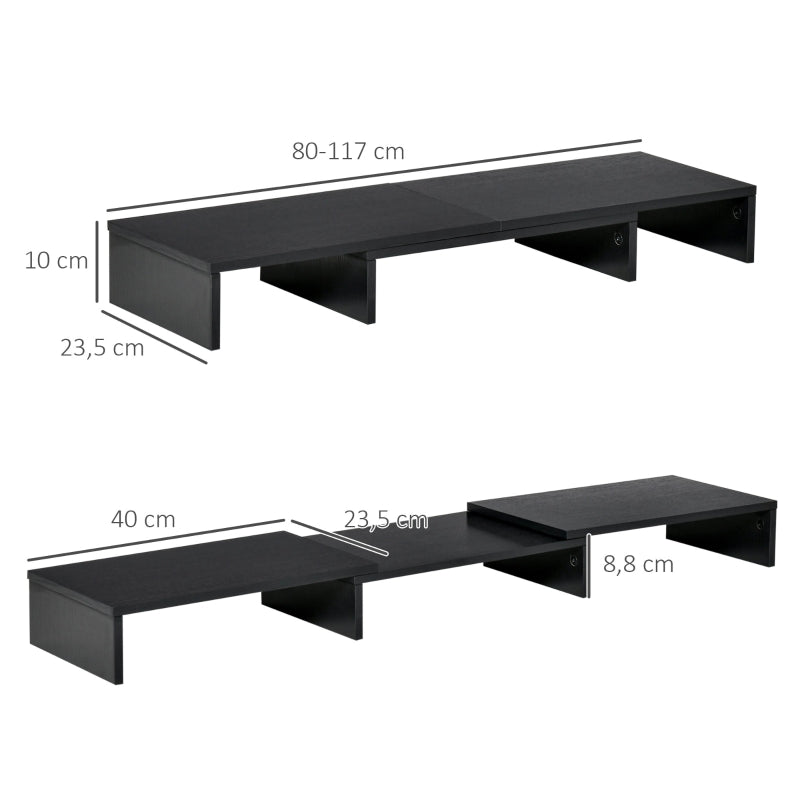 Vinsetto Monitor Stand, Dual Screen Riser Adjustable, Black