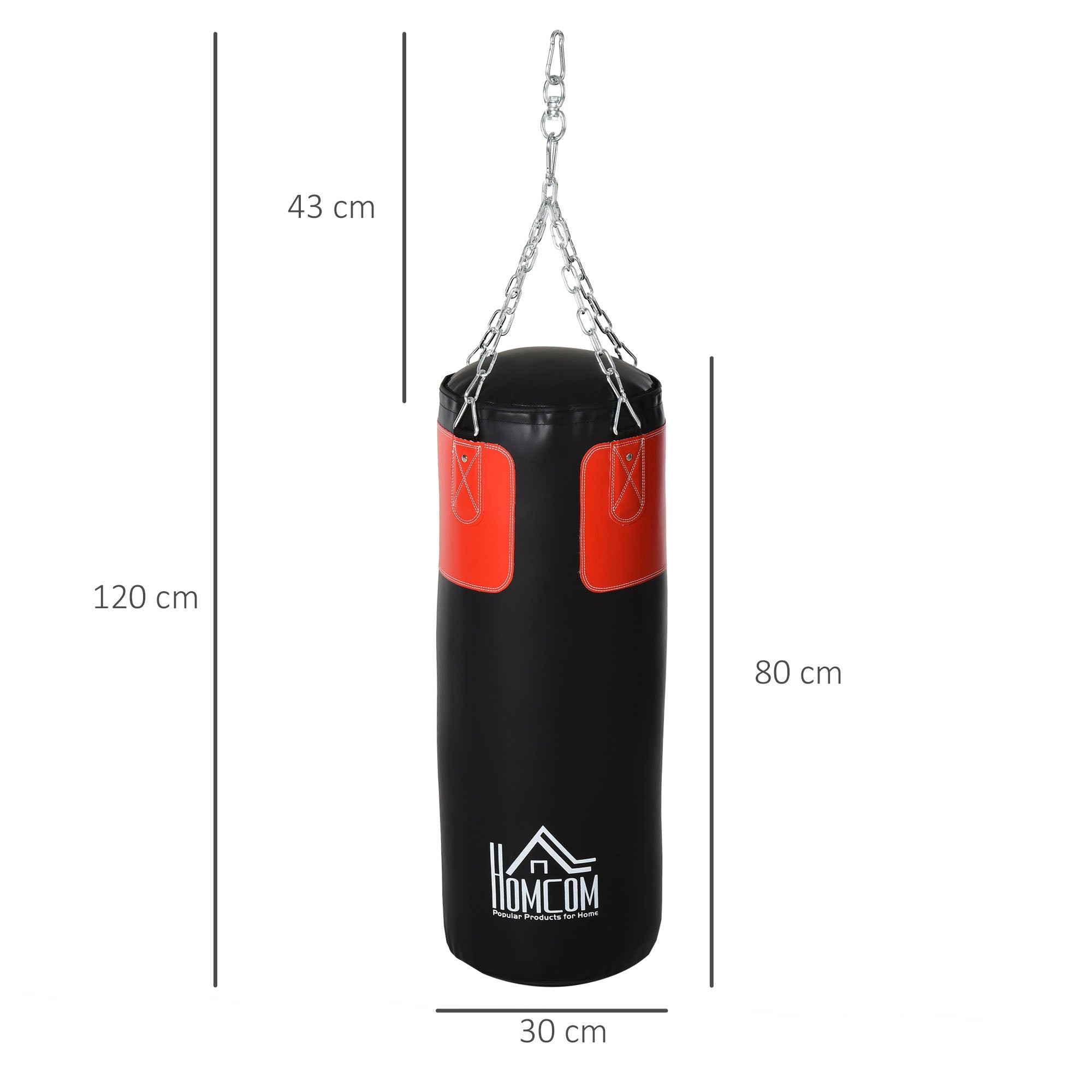 Punching Bag Set, Filled, 16kg, Black-Red