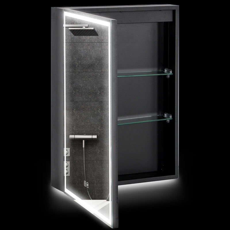 Mirror Cabinet with LED, Dimmable, Anti-Fog, Black