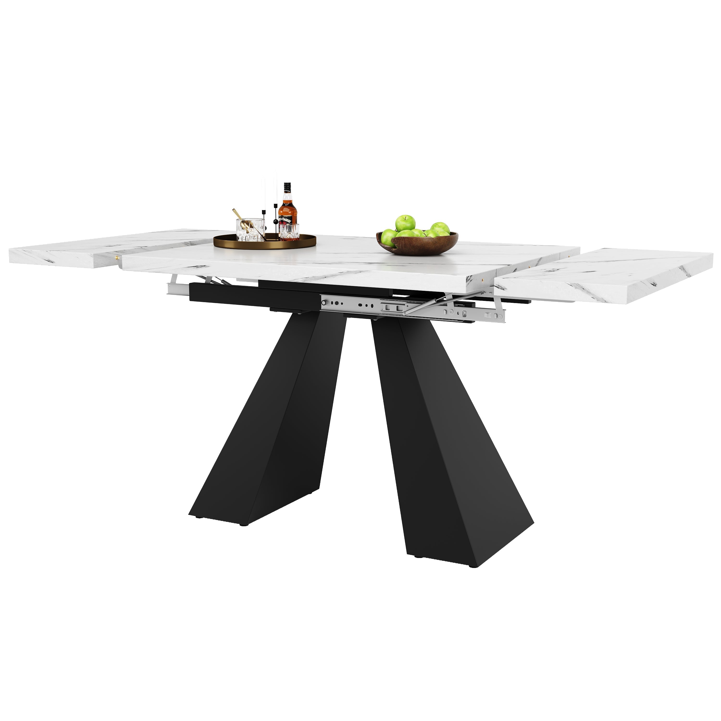 Telescopic Dining Table 99-159cm Extendable Pedestal Legs - White