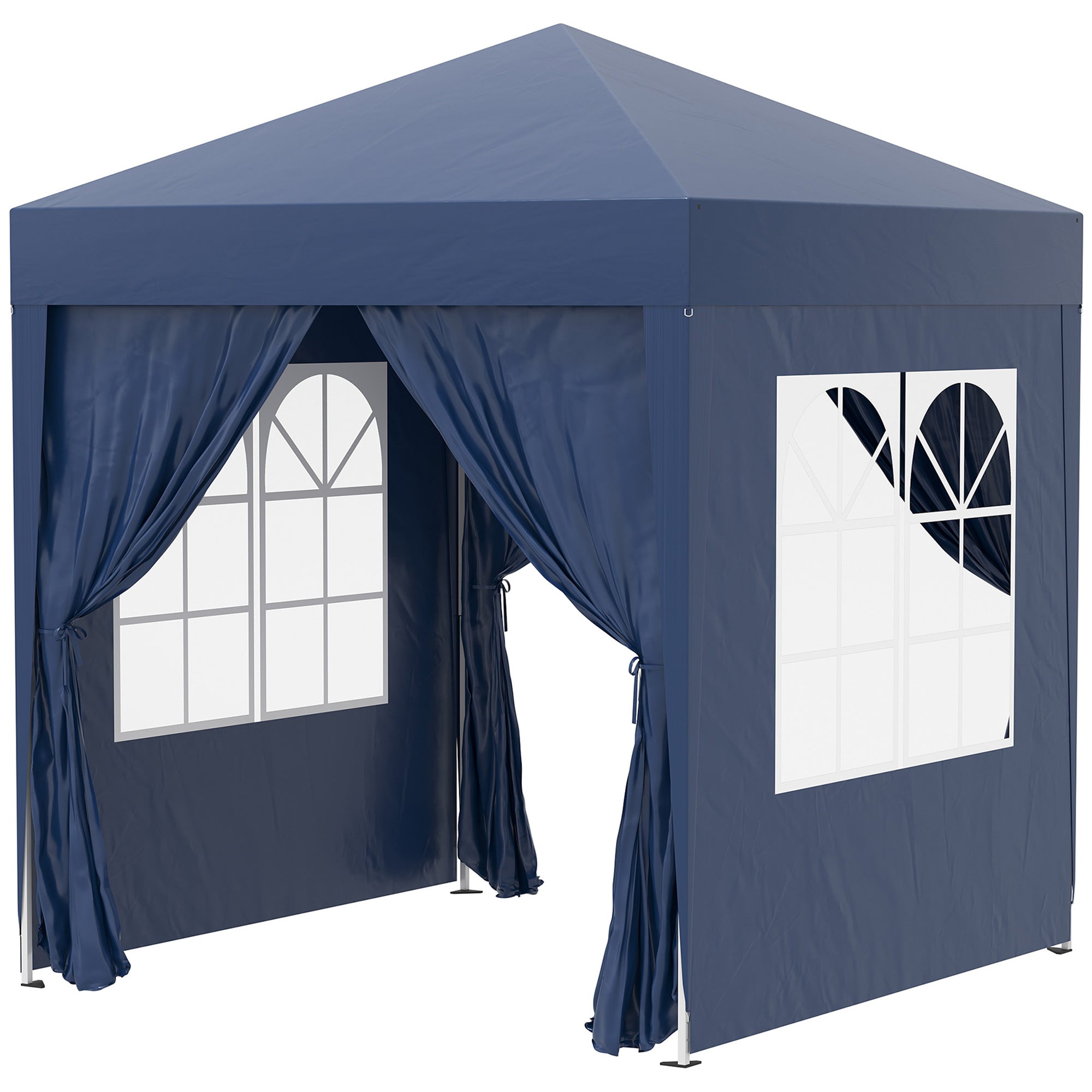 2x2m Folding Gazebo Marquee 4 Side Panels Window Door Oxford Metal