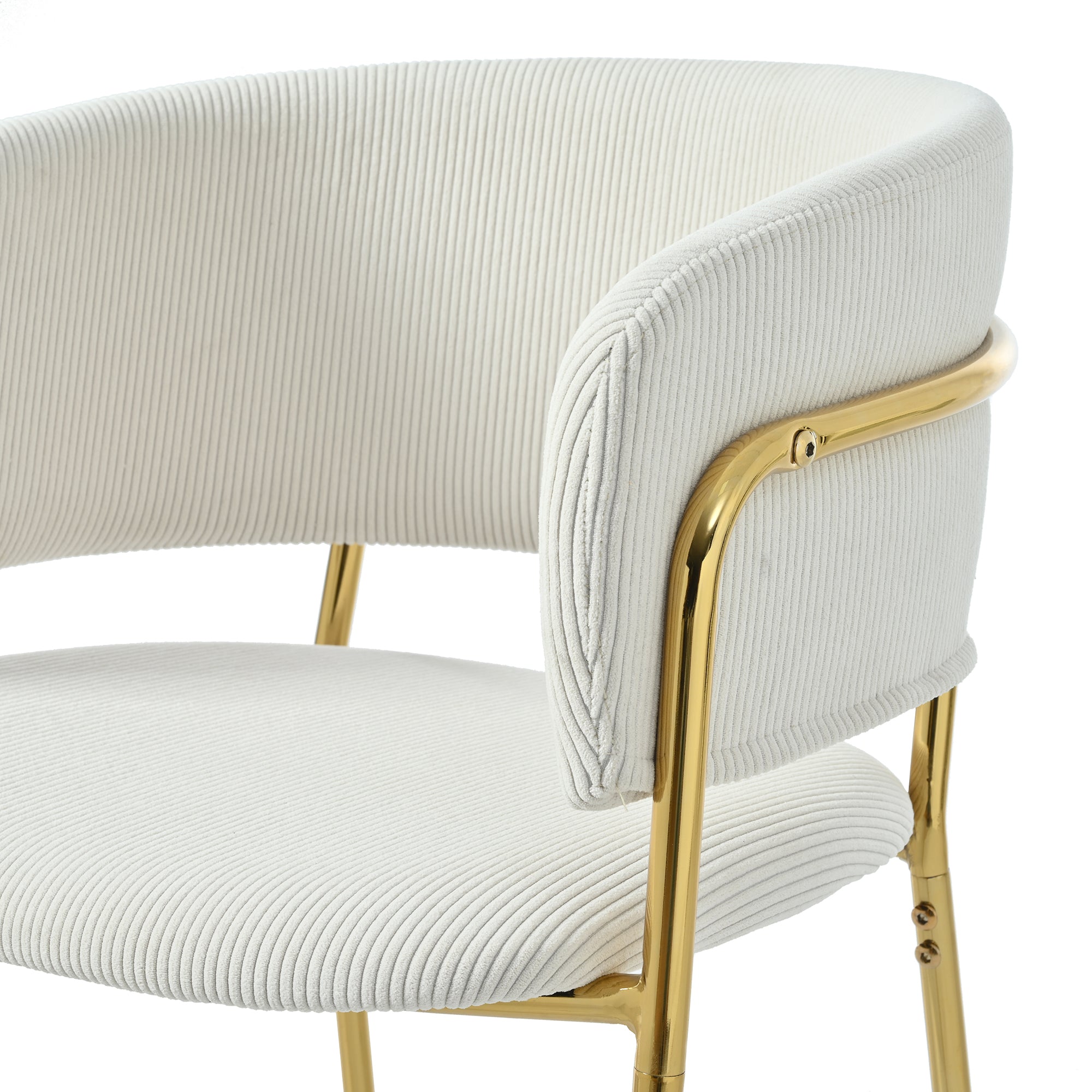 2 Modern Chairs with Angled Legs and Adjustable Feet, Beige Corduroy