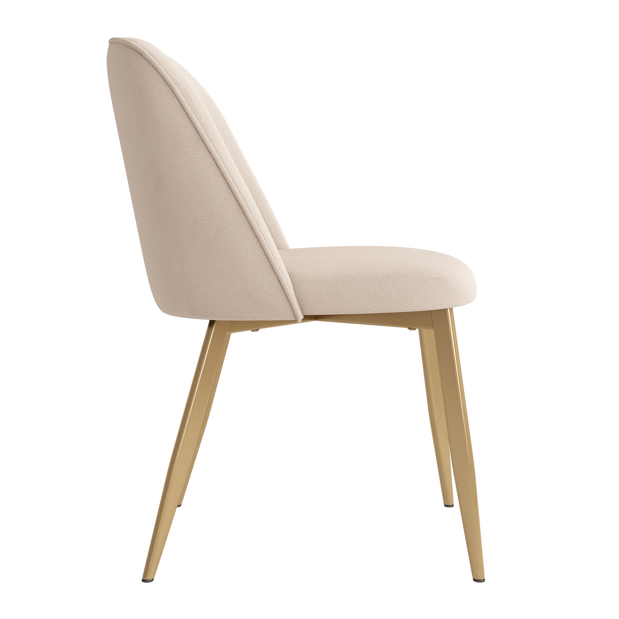 4 Dining Chairs, Comfortable and Modern for Dining Room, Beige and Gold Velvet Fabric