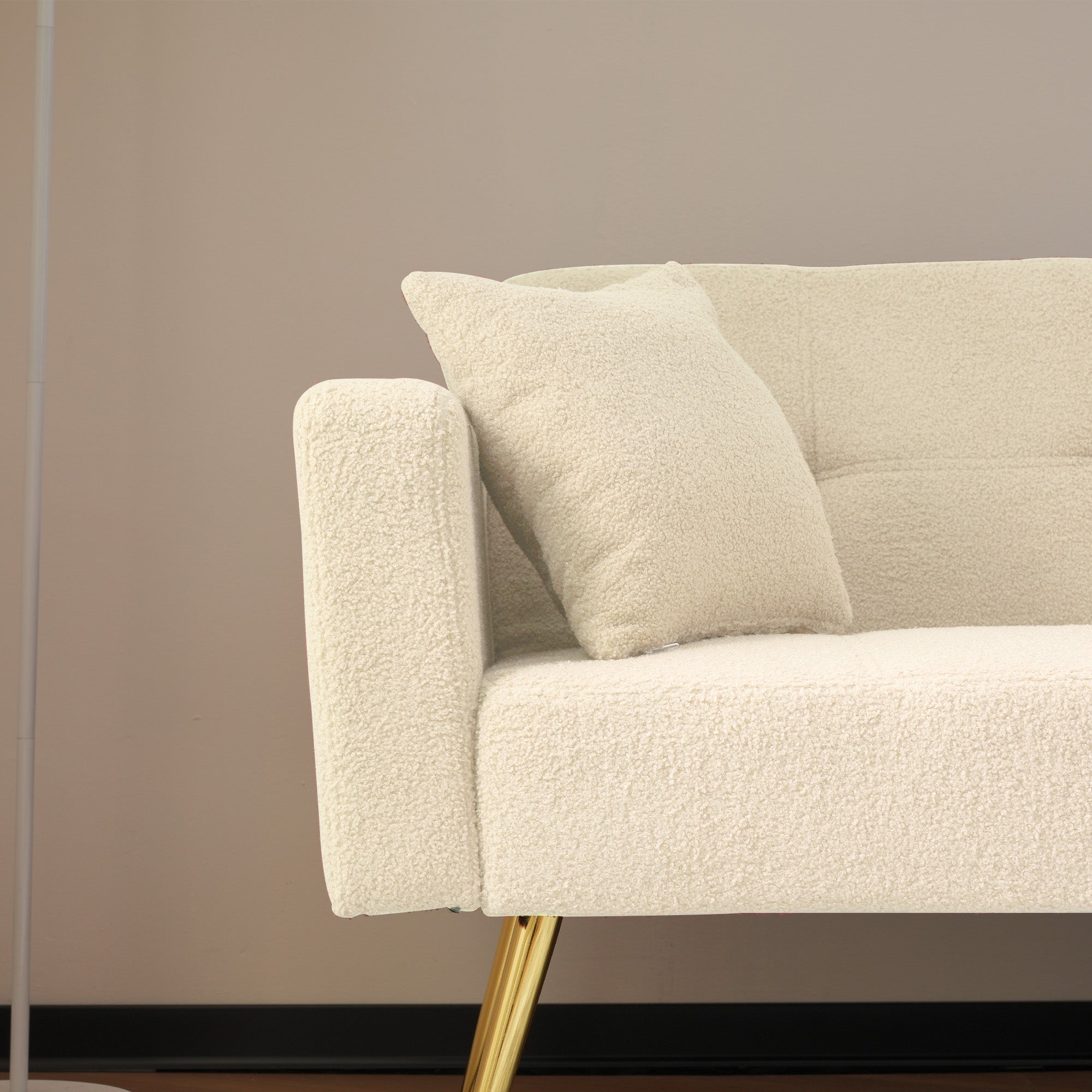 Sofa Bed Adjustable Angle Gold Legs with Cushions & Storage Pockets