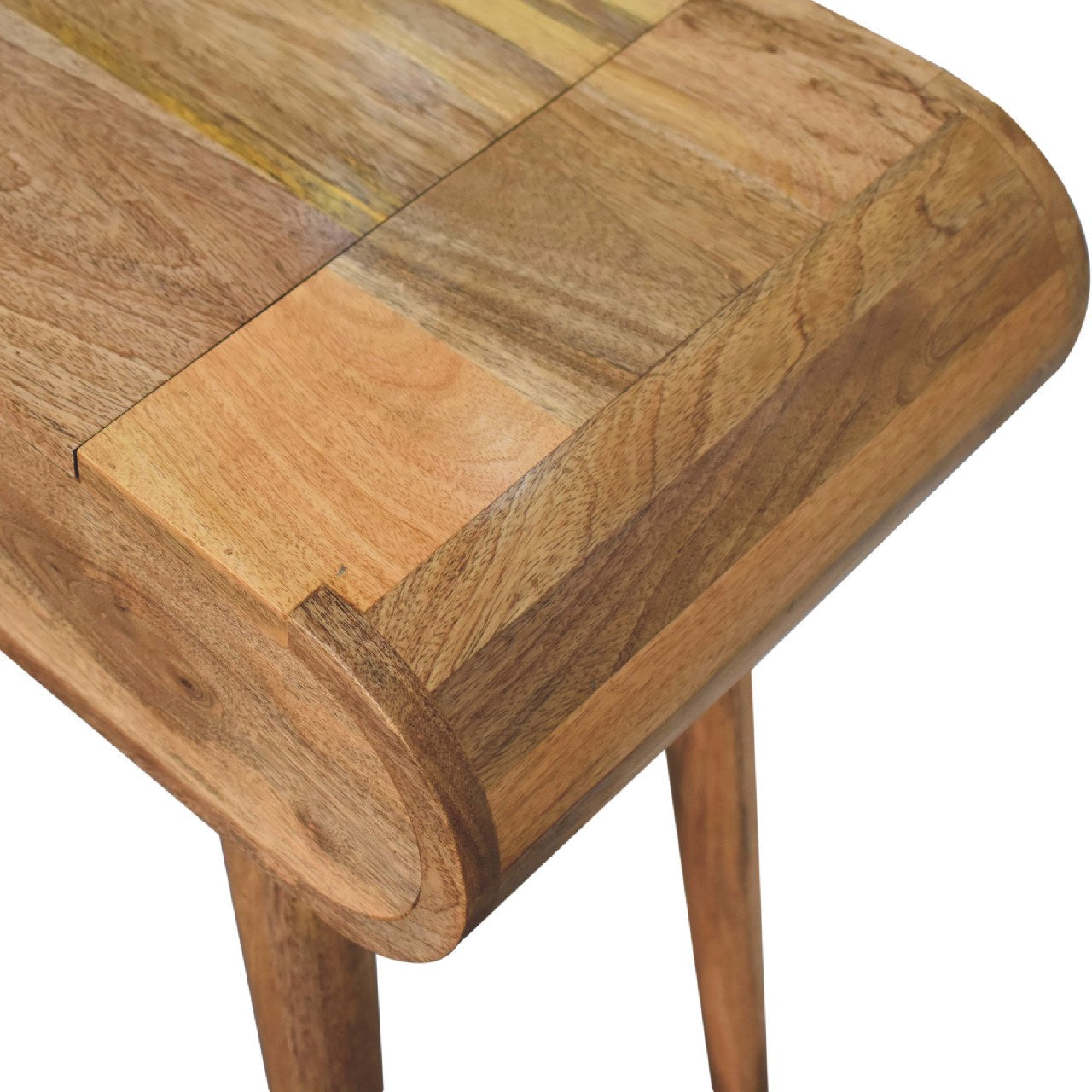 Solid Wood Mini Round Dressing Table, 1 Drawer, Nordic Legs, Brown