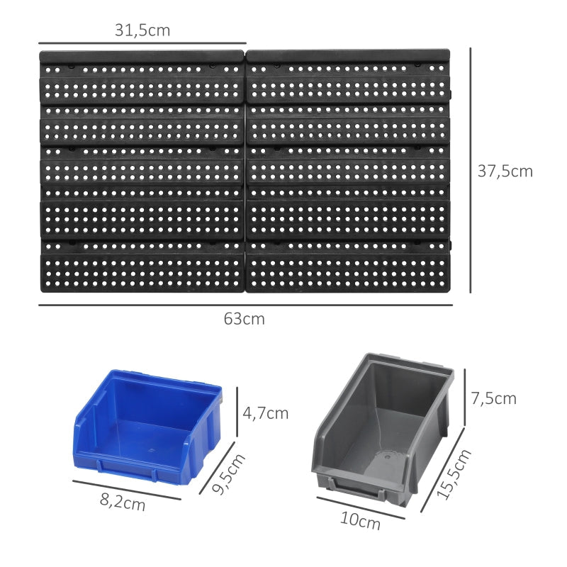 Storage Rack, Workshop Storage 30 Stackable Boxes 63x18x37.5cm, Blue