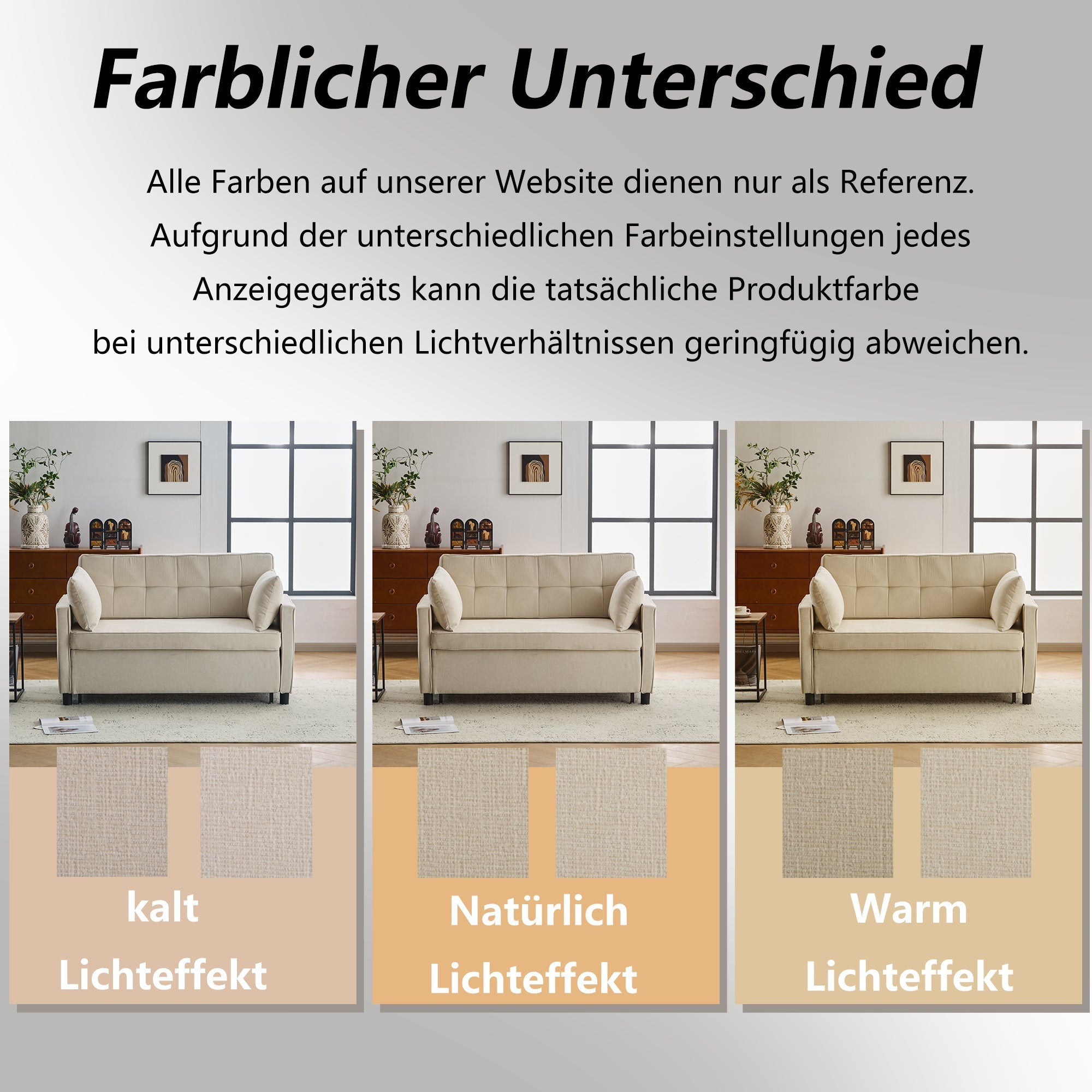 Sofa Bed Two-Seater Double Sleeper Adjustable Backrest Chenille Fabric