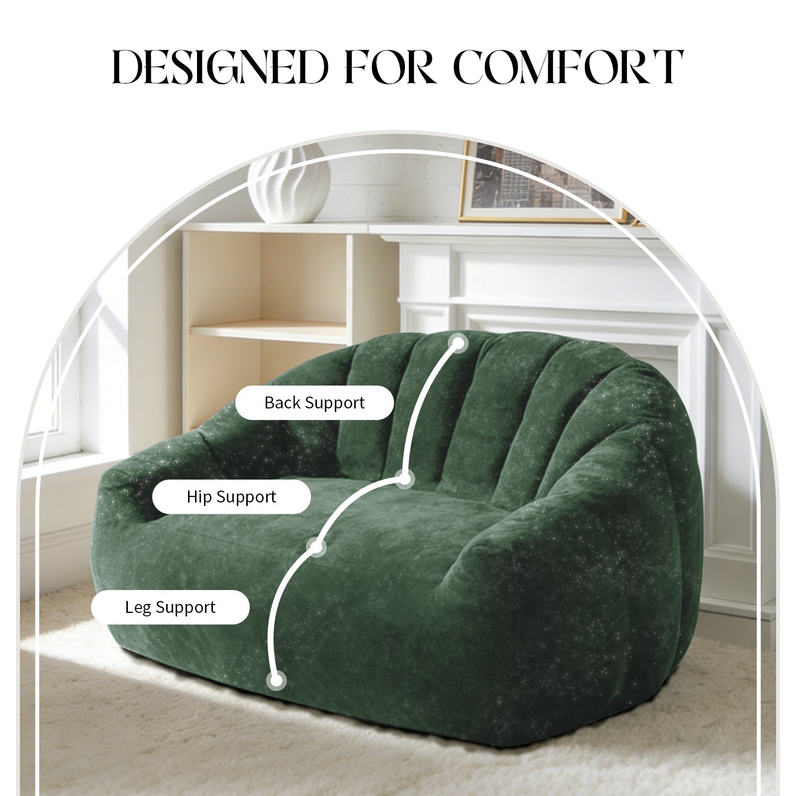 Sculptural Sofa Artfully Curved Wave-Form Backrest