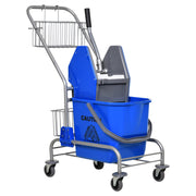 Reinigungswagen, 26-Liter-Eimer mit Backenpresse, Blau