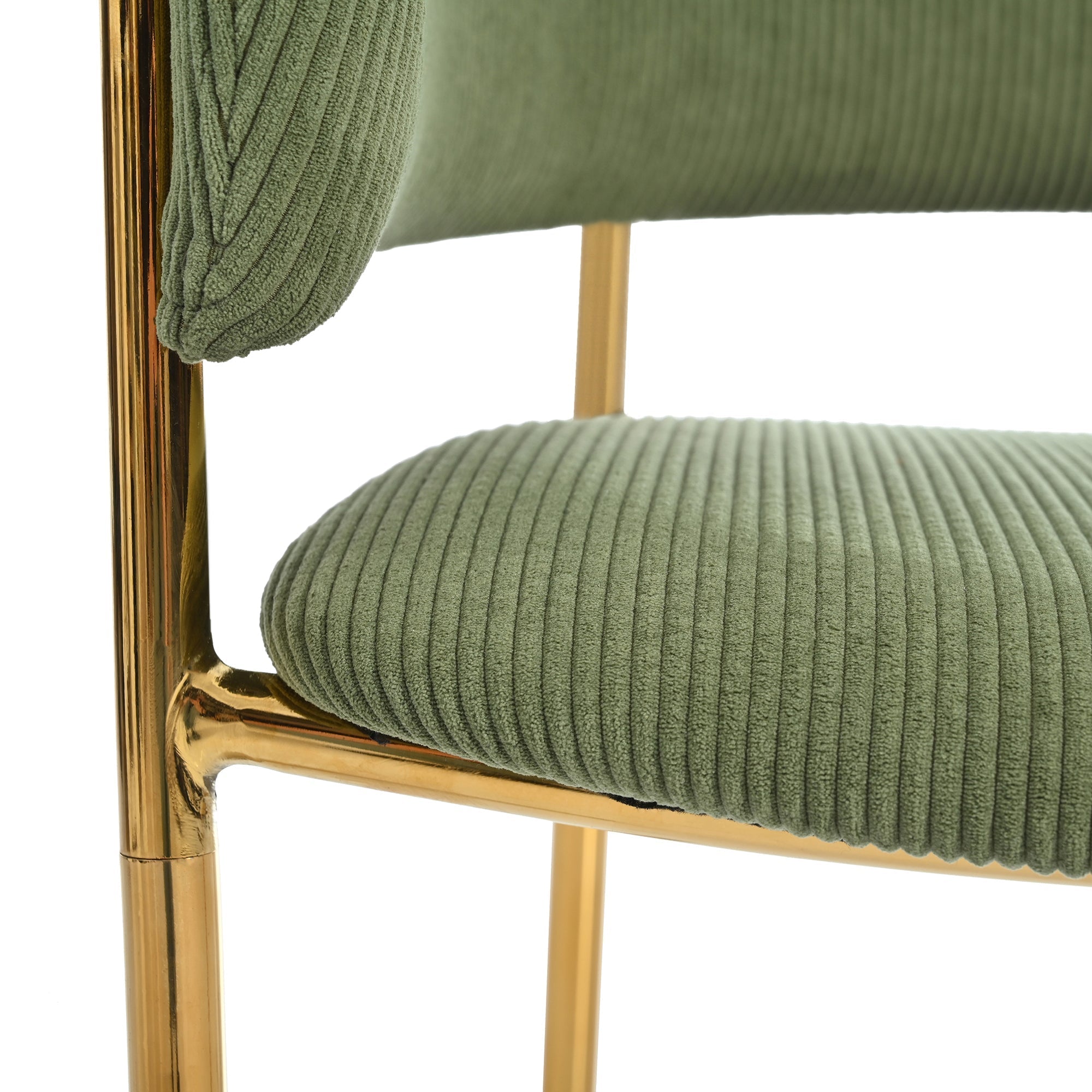 4 Modern Chairs Angled Legs Adjustable Feet Corduroy - Green