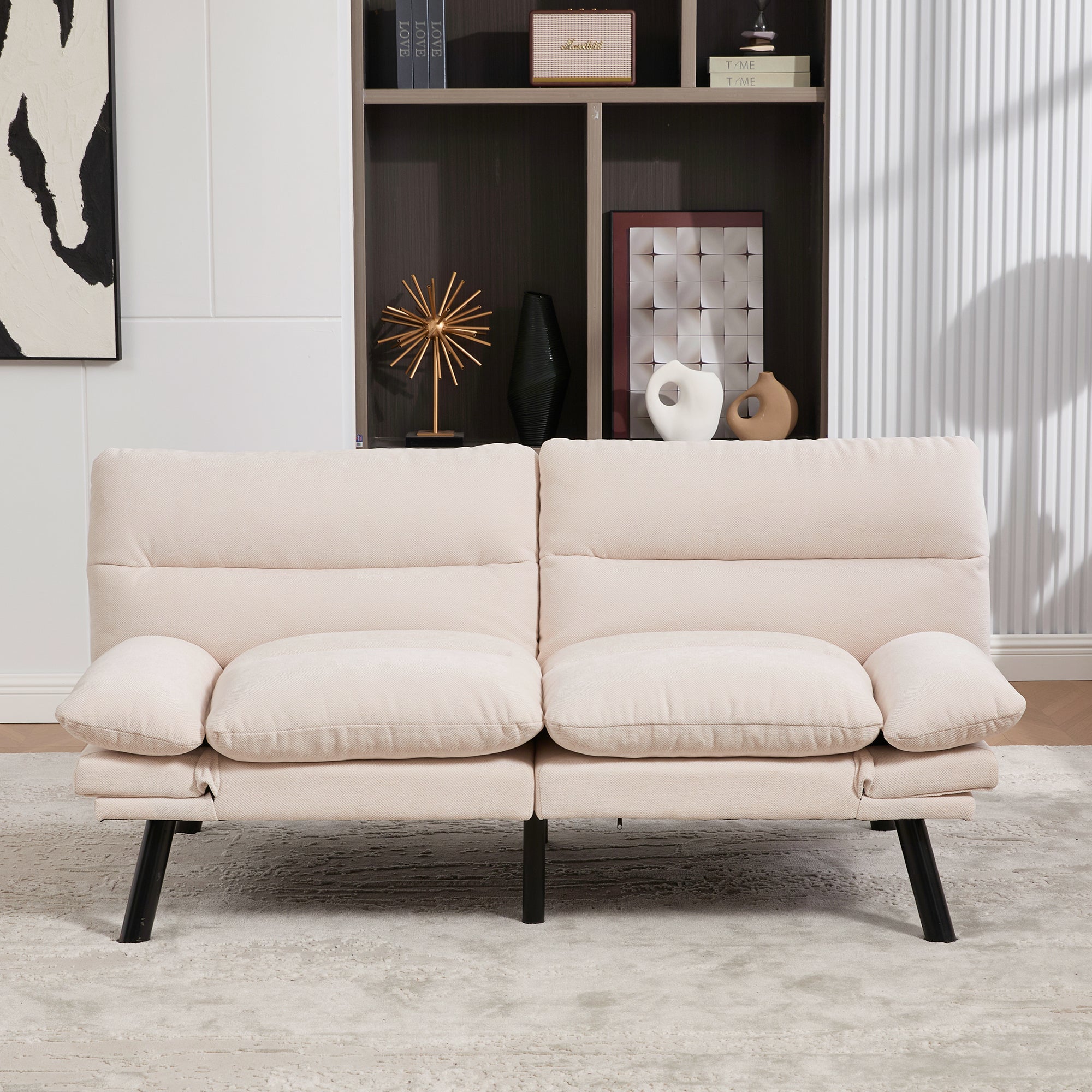 Modern Two-Seater Ergonomic, Adjustable Back & Arms, Chenille