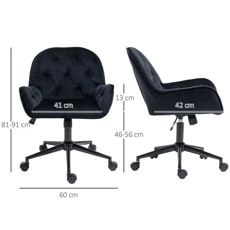 Vinsetto Office Chair, Swivel Height-Adjustable Executive Desk Armchair, Velvety Polyester Black