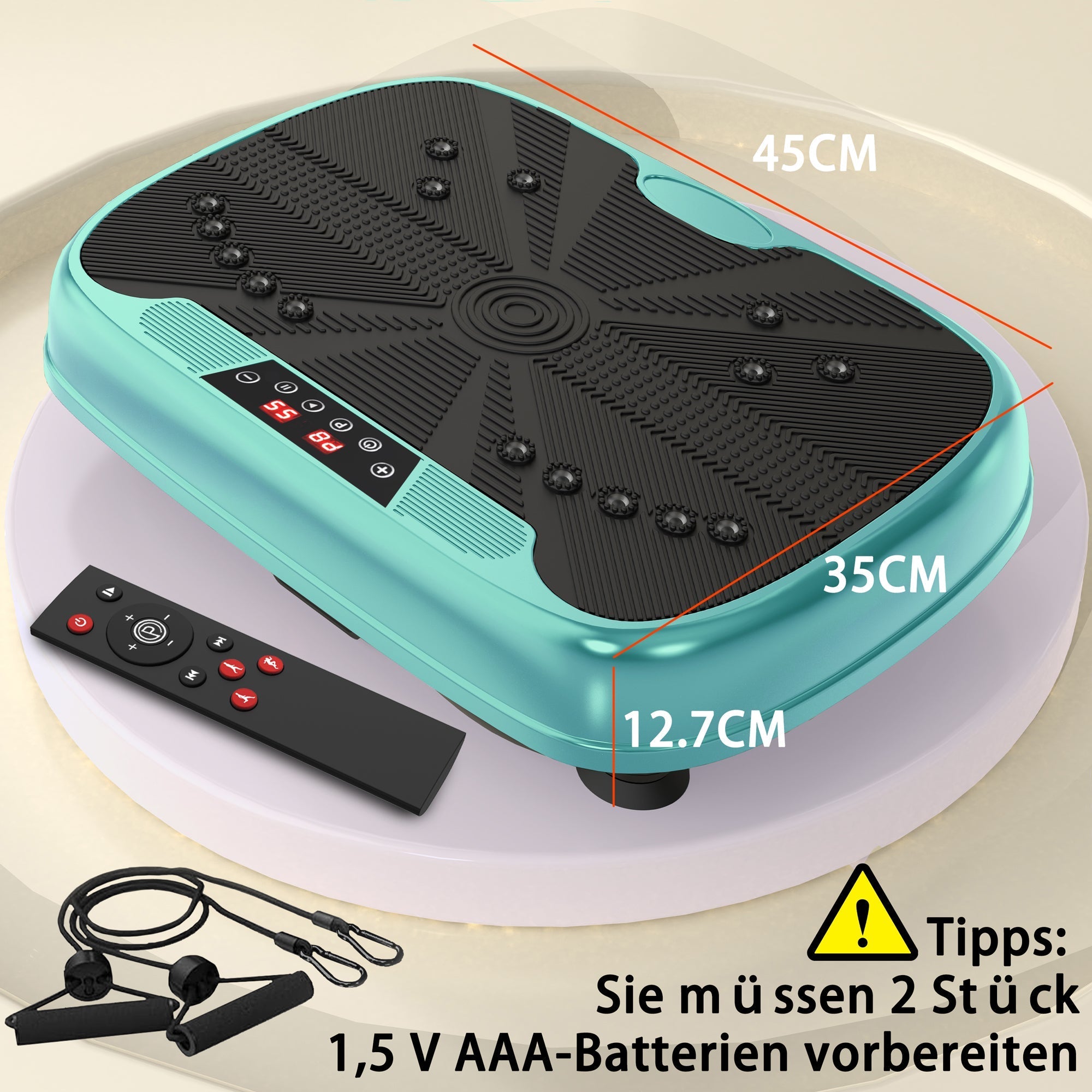 Vibration Plate Training Device, Whole Body Fitness Platform with Resistance Bands, Home Equipment