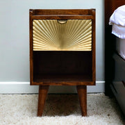 Mini Manila Gold Bedside 1 Drawer, 1 Shelf, Solid Wood Brown