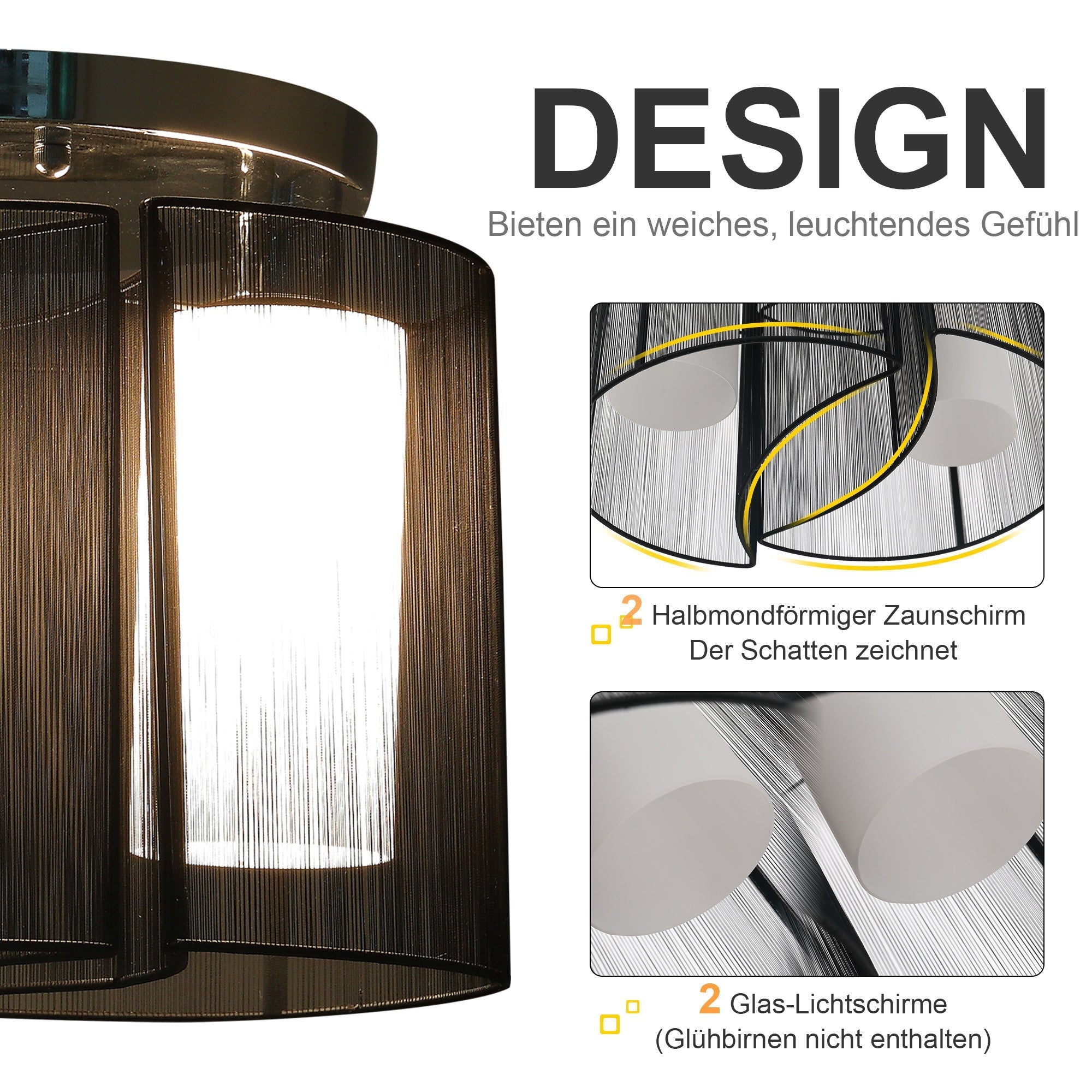 Ceiling Lamp Vintage 2-Light E27 Socket Black