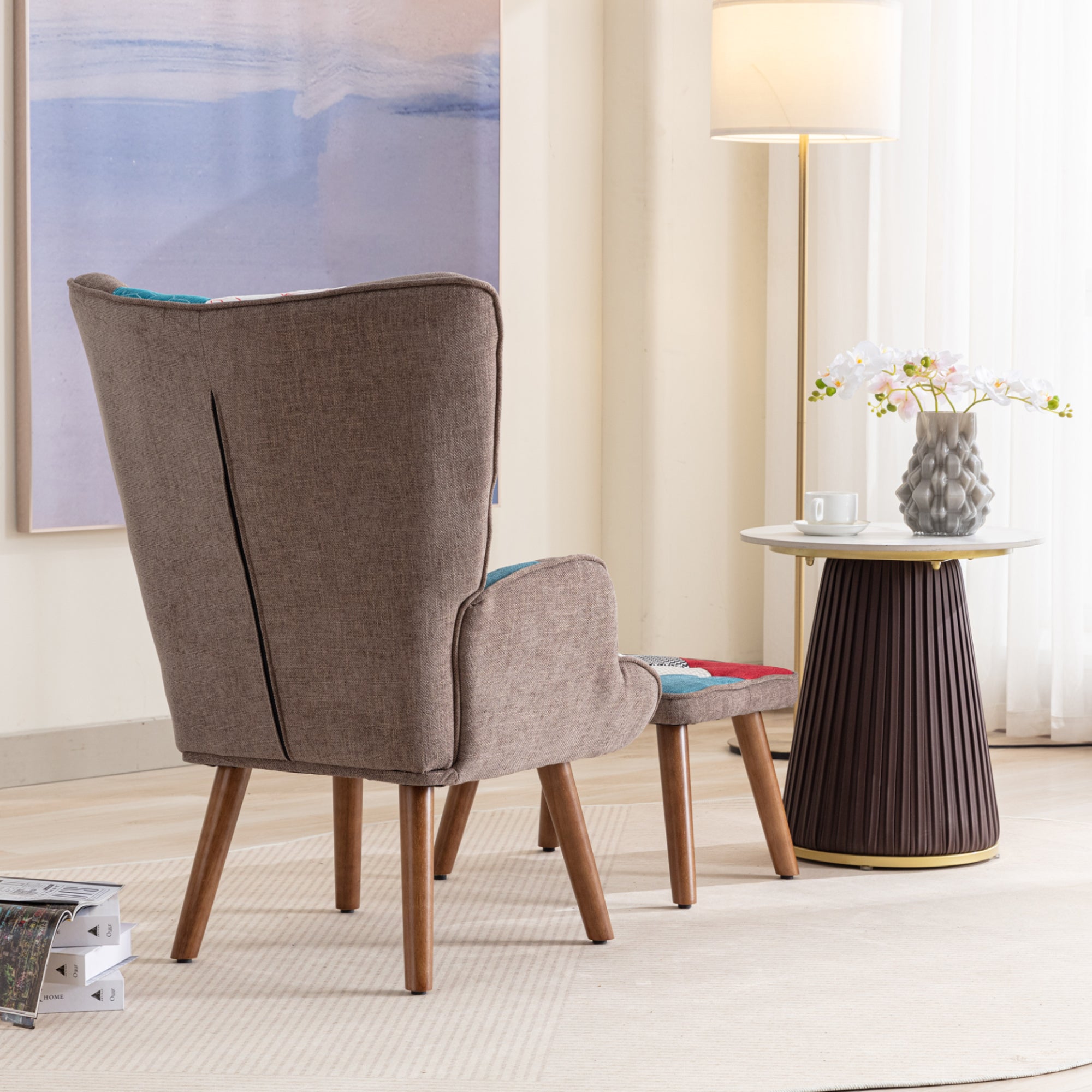Leisure Chair with Footrest, Backrest, and Cushion, Color-matching