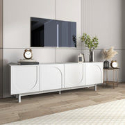 Modern TV Cabinet 175 x 56 cm with Adjustable Shelves, White