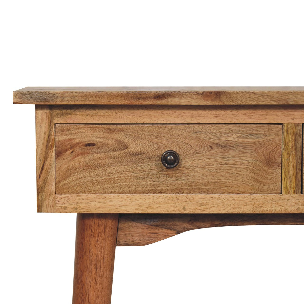 Solid Wood Console Table, Mini Hallway 2 Drawers, Brown