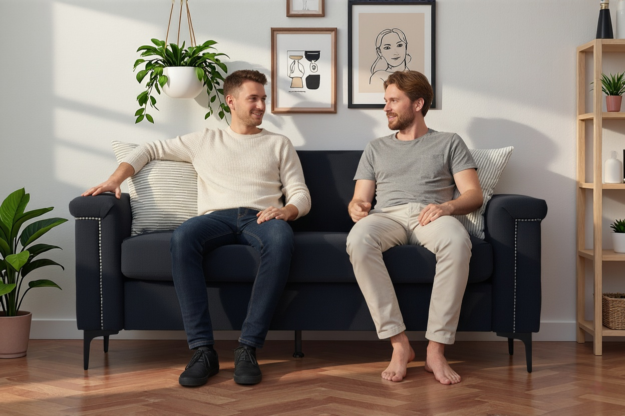 Nordic 2-Seater Sofa 174x72x82 cm Wood Frame Iron Legs - Linen