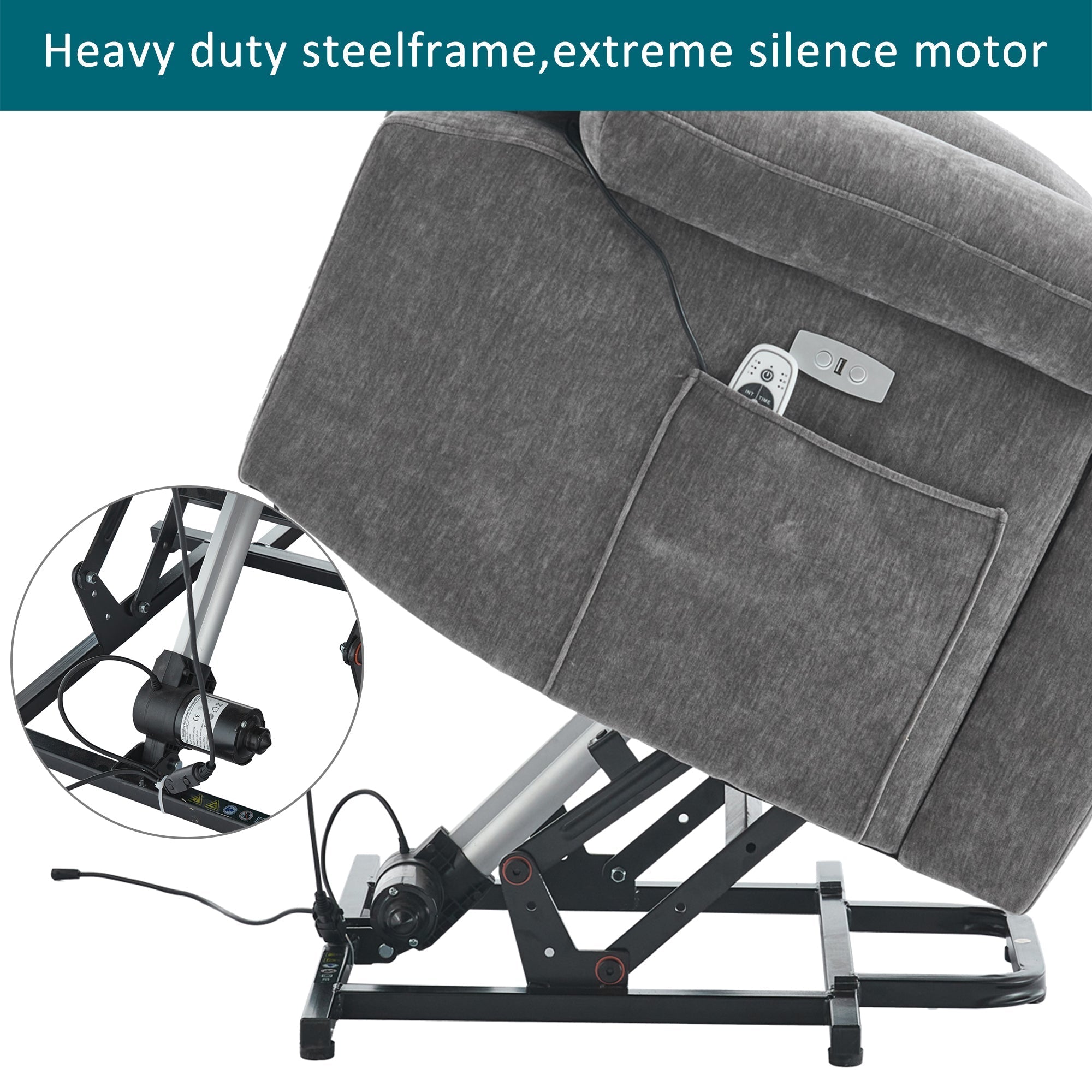 Electric Power Lift Recliner Chair Sofa with Massage, Heat, Heavy Duty, and Safety Motion Fabric