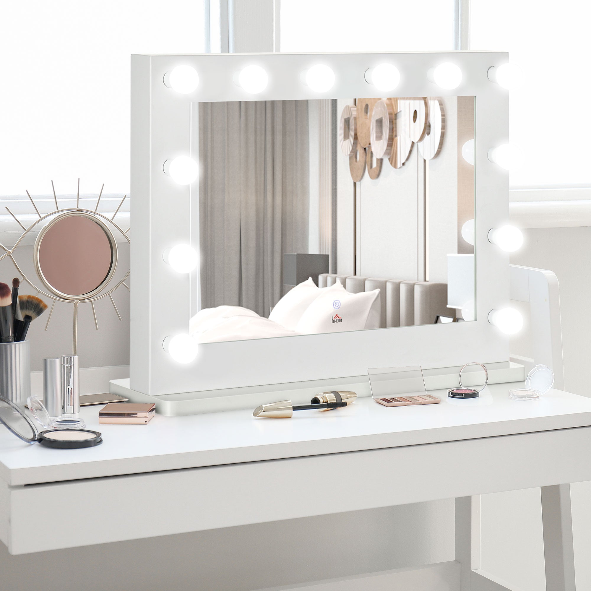 Hollywood Vanity Mirror Illuminated 12 LED Lights 80x60cm, White