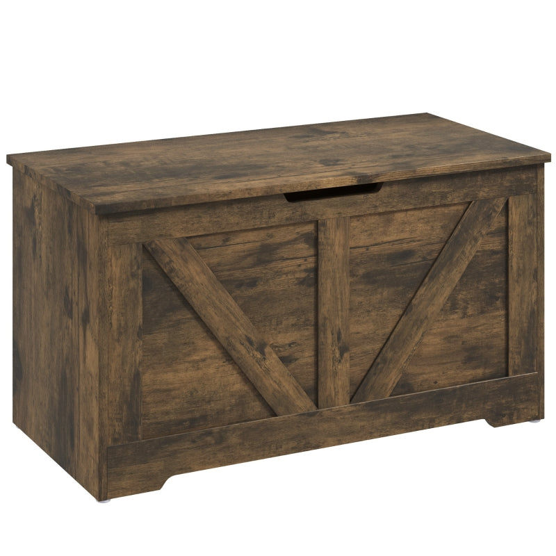 Home Storage Box 100L Safety Hinges Rustic Brown