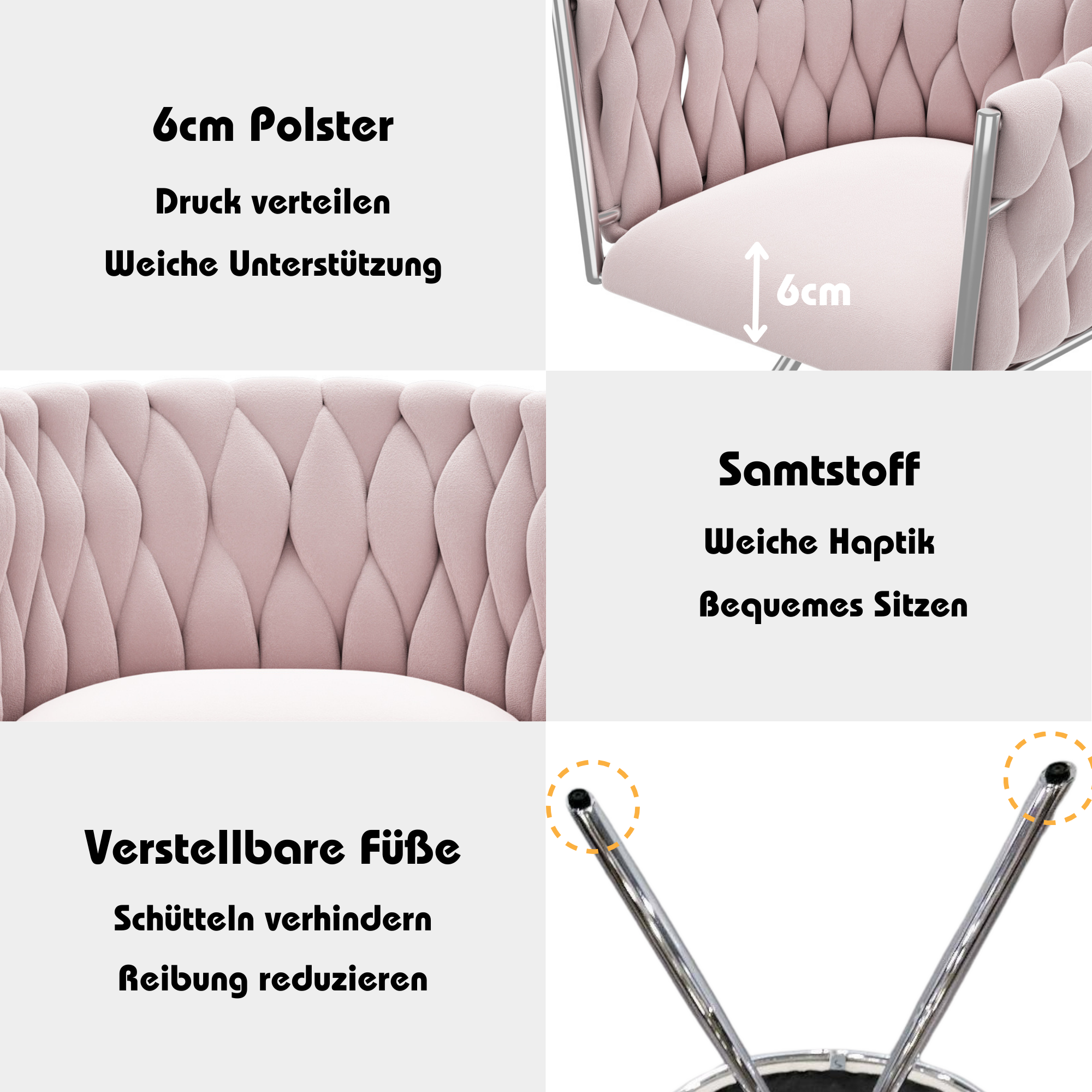 Velvet Vanity Chair Luxury Swivel Metal Legs - Pink