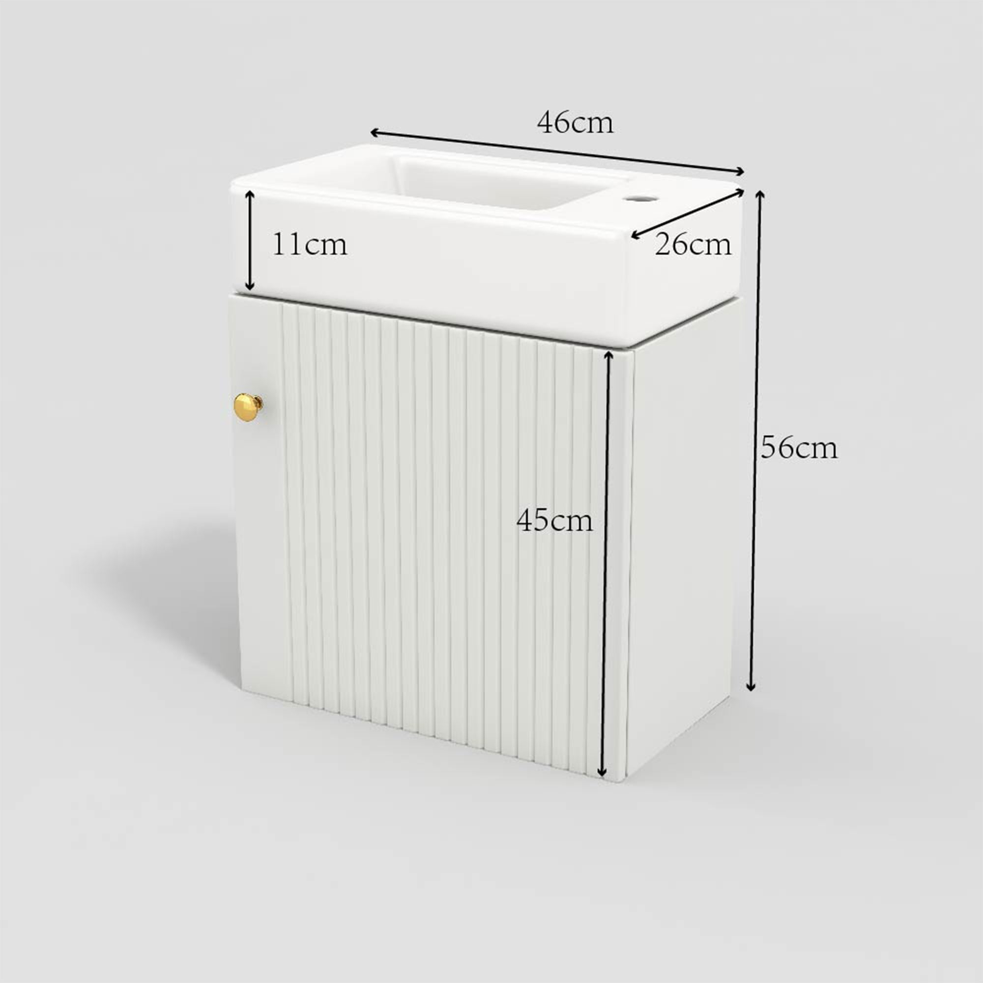 Bathroom Furniture Washbasin with 46cm Vanity Unit, Hanging, Small Guest Bathroom