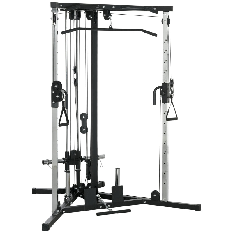 SPORTNOW Home Gym Machine, Multifunctional with Adjustable Pulleys and Pull Up Bar, Full Body Fitness