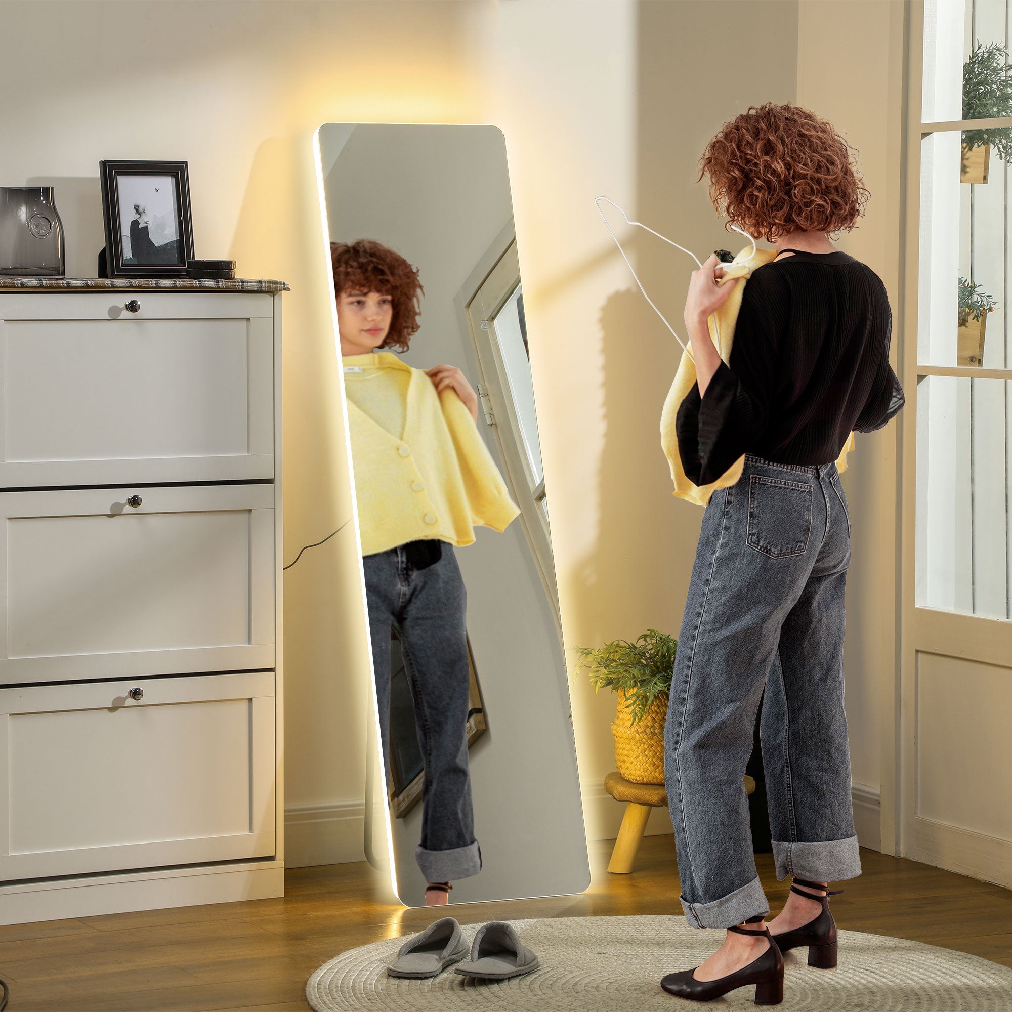 Full-Length Mirror, LED, 3 Light Colors, Transparent
