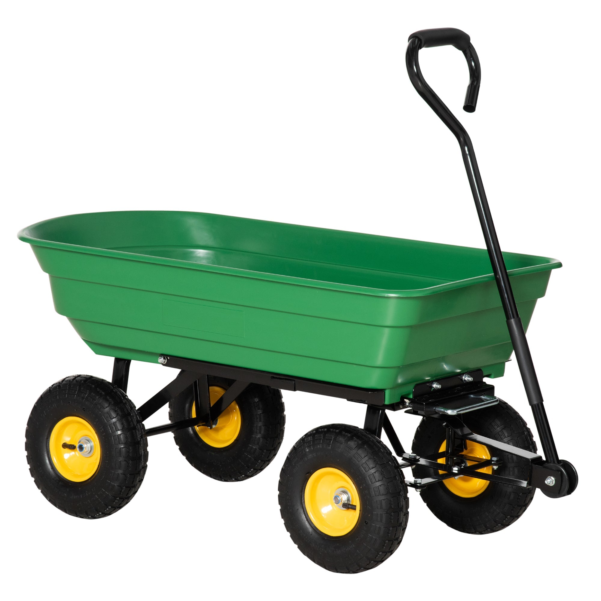 Garden Cart, 75L Tipping Dump Trolley 200kg Capacity - Green