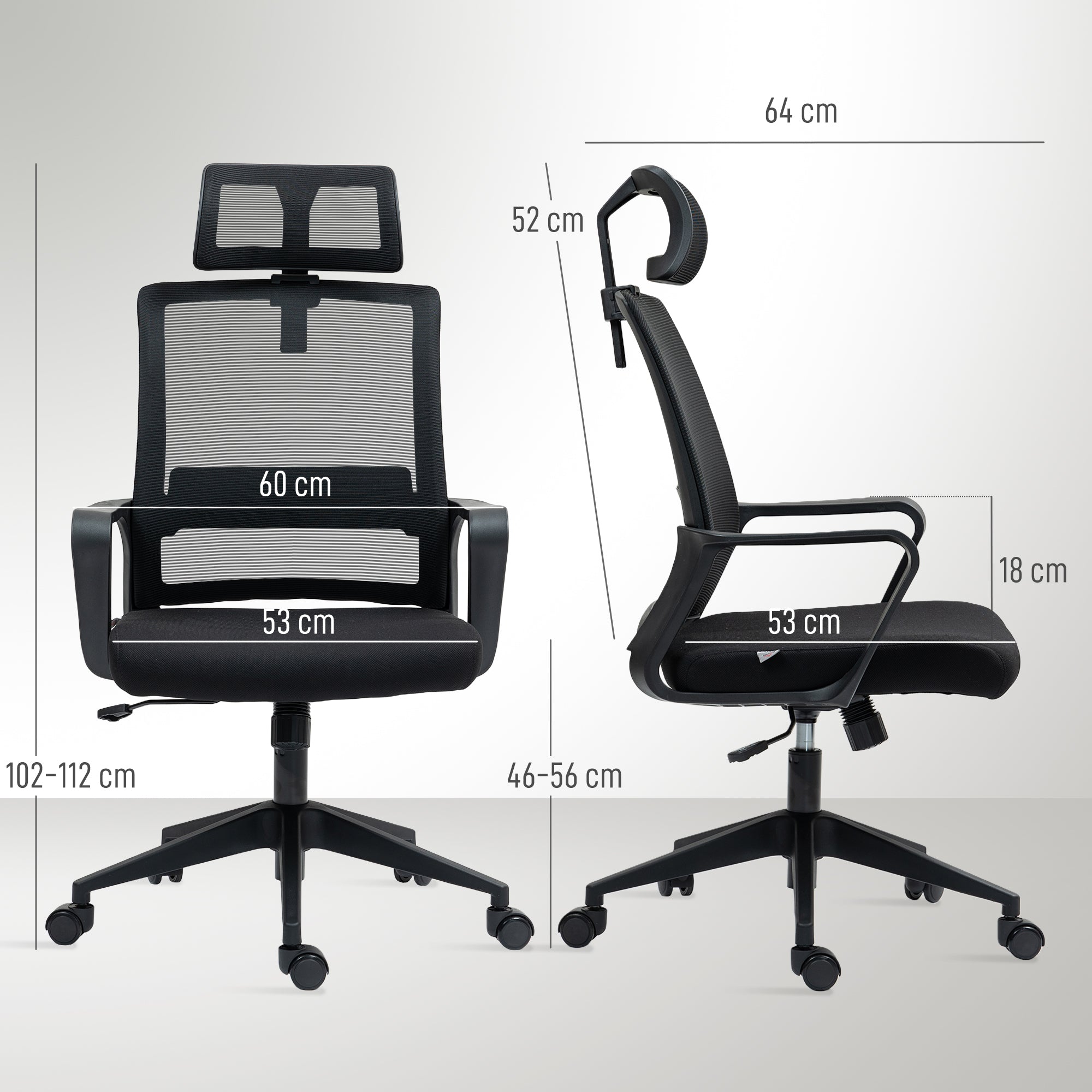 Ergonomic Office Chair Armrests Adjustable Headrest Mesh Swivel Rocking Black