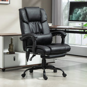 Office Chair, 6-Point Massage Adjustable Height Footrest, PU Leather Black