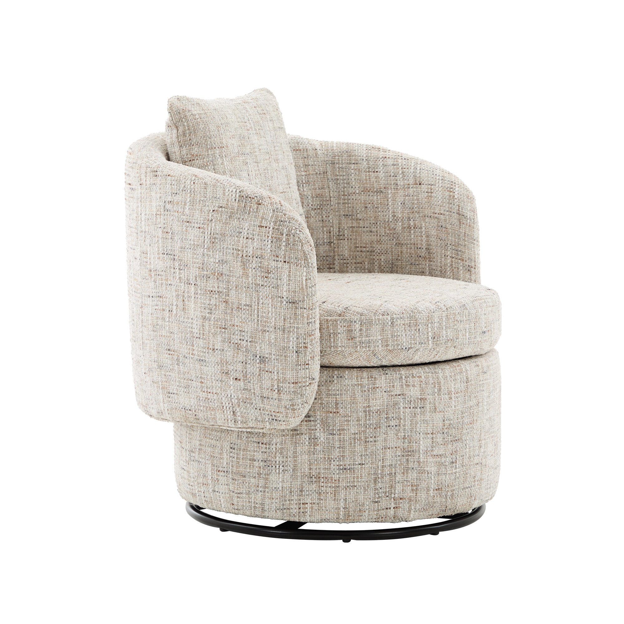 Swivel Accent Chair 360° Rotating Hidden Storage Cushion - Ivory