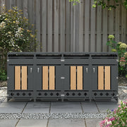 Bin Storage Unit with Hinged Lid, Lockable and 4 Doors, Wood Grain