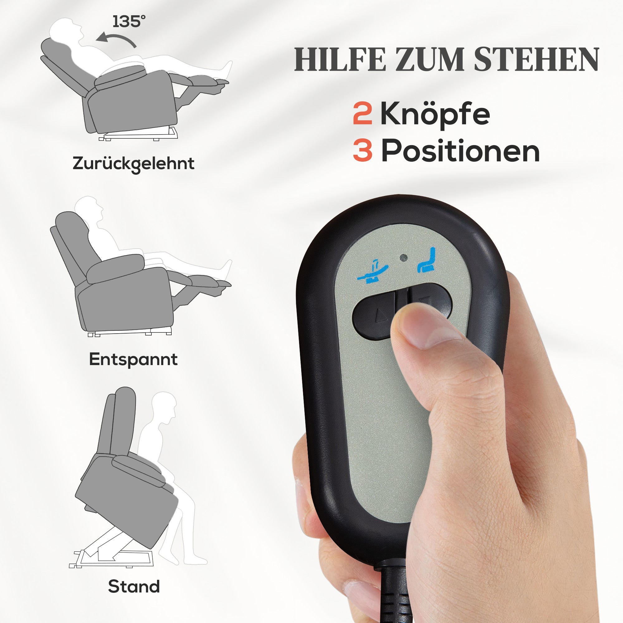 Electric Recliner Lift Massage Heating Side Pocket, Dark Grey