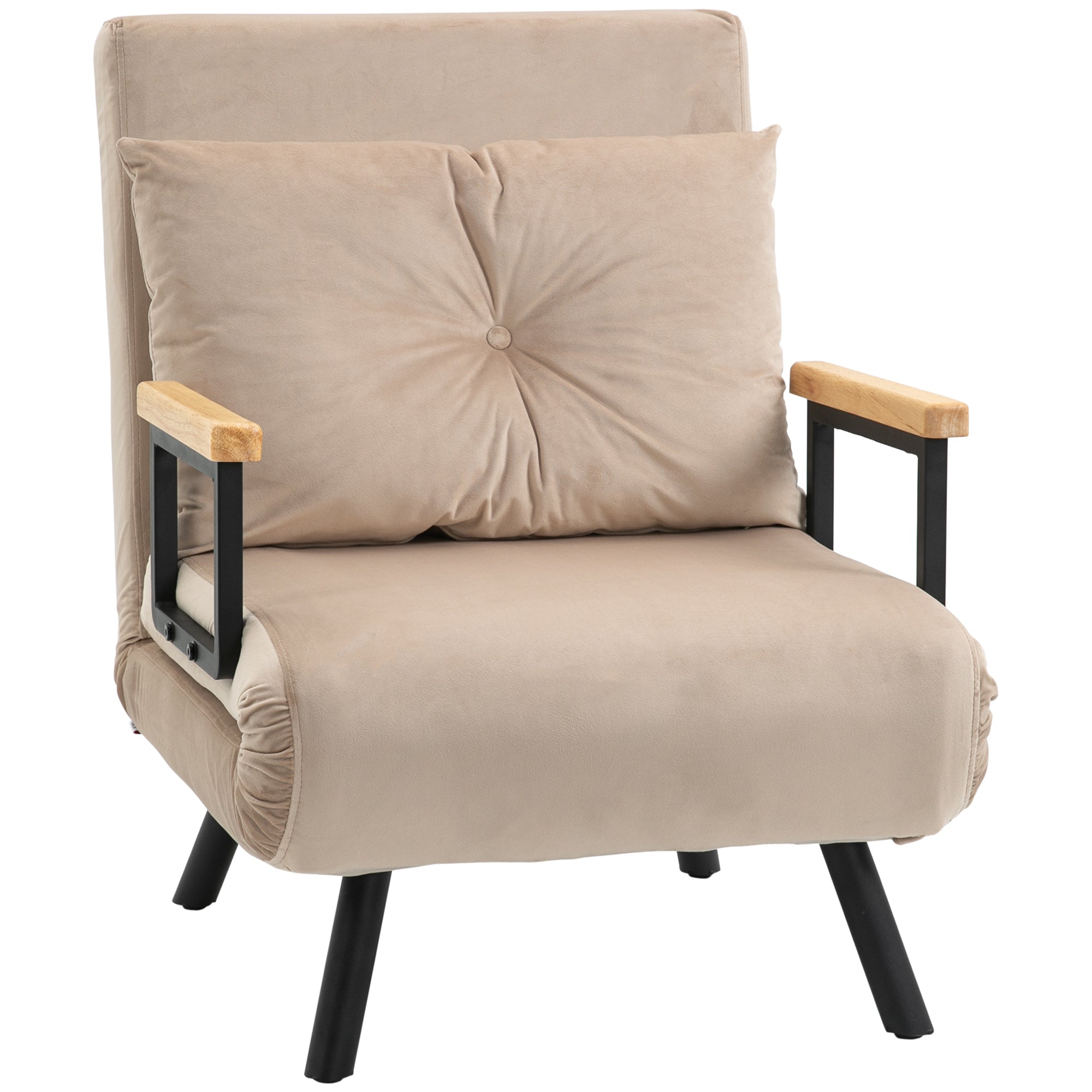 Sofa Bed/Recliner Guest Bed Adjustable Backrest, Velvet Beige