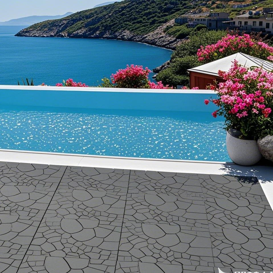 Patio Deck Tiles 12" Stone Texture Interlocking 44pcs - DARK GRAY