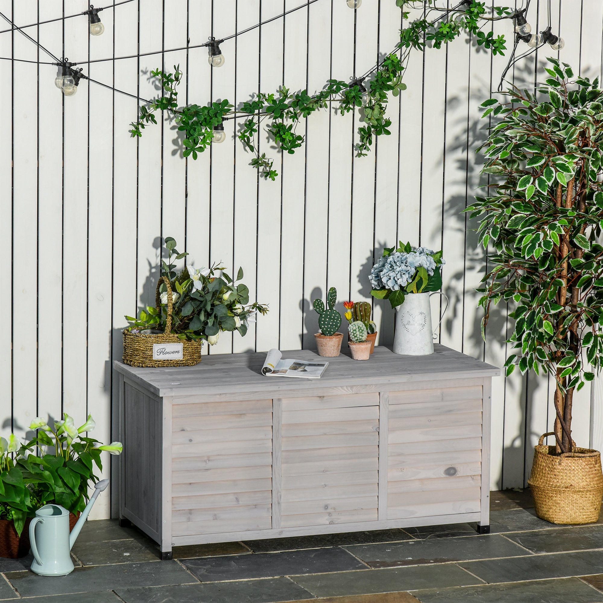 Garden Cabinet Tool Shed Water-Resistant Durable Large Space Gray