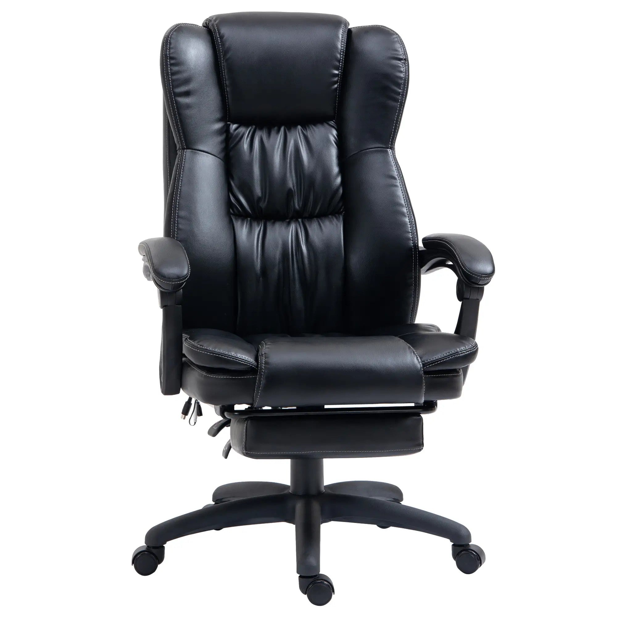 Office Chair Desk Chair Footrest Headrest Vibration Massage Height Adjustable, Black