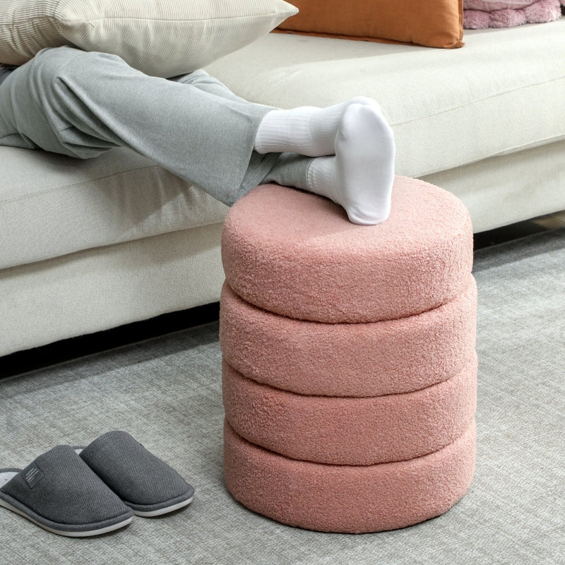 Stool round teddy fleece 120 kg pink