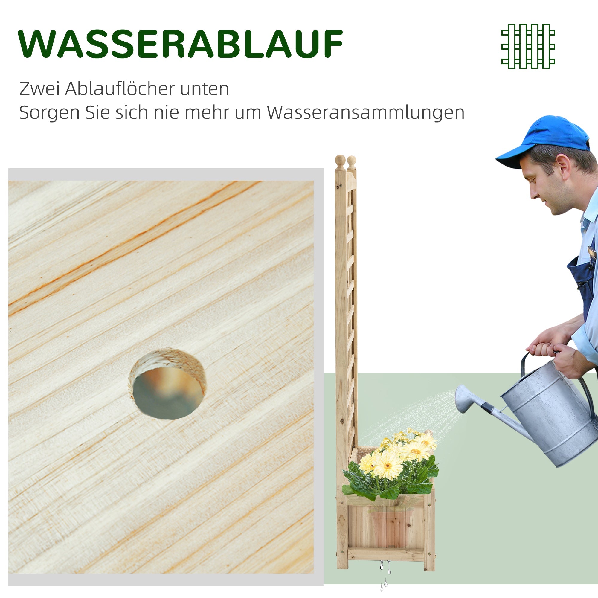 Planter Box with Trellis for Climbing Plants 64x28x120cm, Wooden