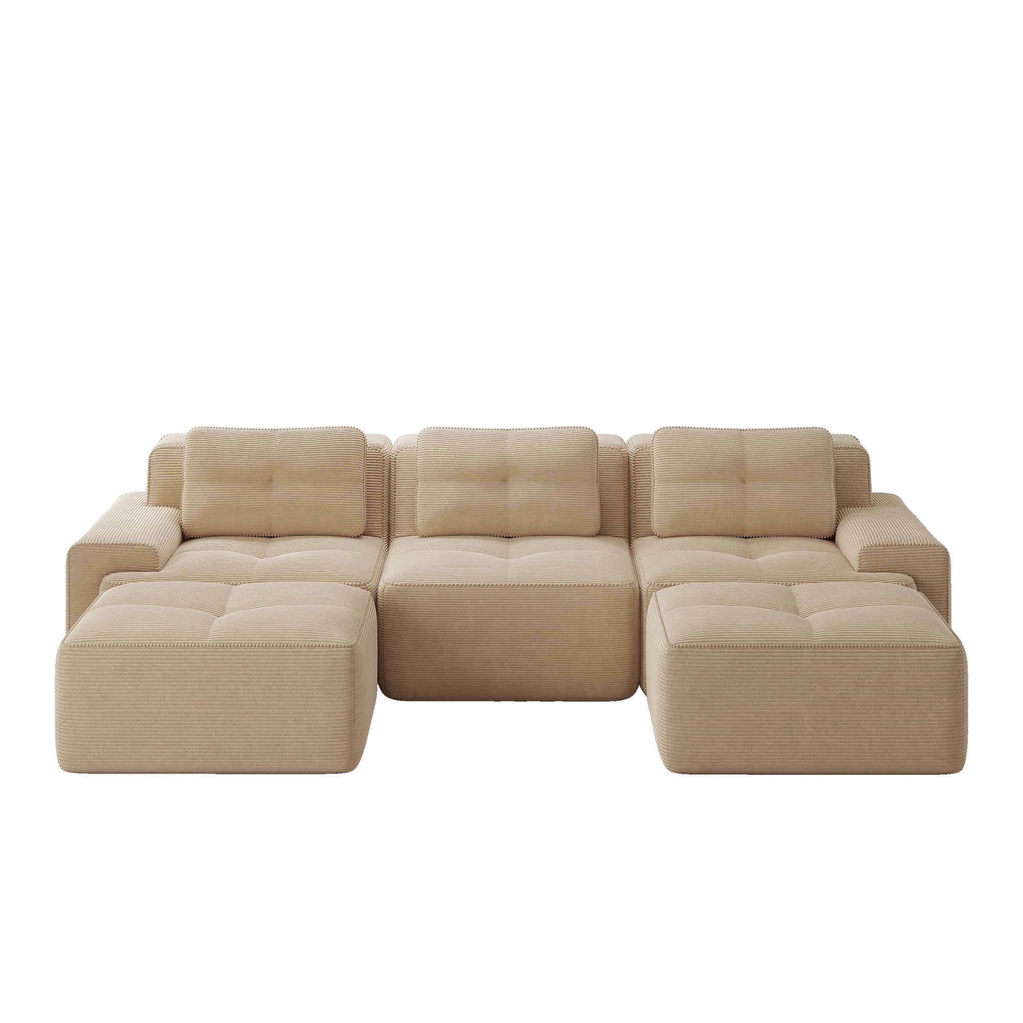 Cloud Modular Sofa U-shaped Ottoman 3-Seater - Corduroy Beige
