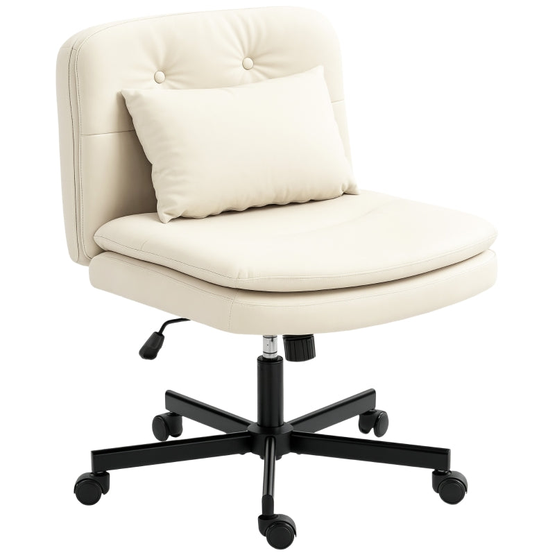 Bürostuhl ohne Armlehnen, extra Polsterung, höhenverstellbar, rollbar, Kunstleder, Beige
